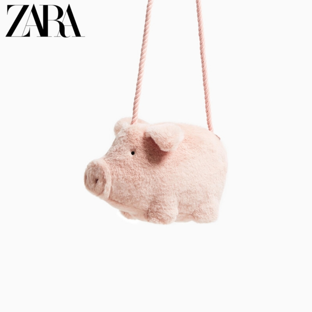 Zara Pink porky pig Piggy Crossbody Bag Small New pink purse cute mini bag